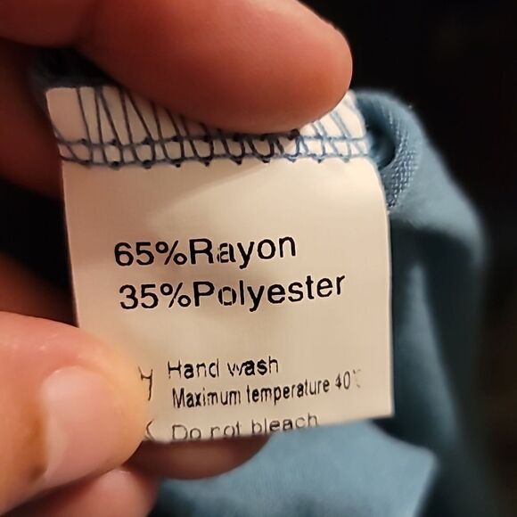 Blue Ruffled V Neck Style Wrap Dress Size Med New With Tags - Picture 11 of 11